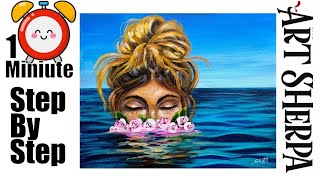 Girl in Ocean 🌺🌸🌼 Acrylic painting Demo #Shorts  #AcrylicTutorial #painting #art #theartsherpa