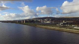 Drone footage of Clydebank and the River Clyde