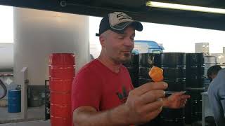 Crazy Greg OTR eats two Habanero peppers