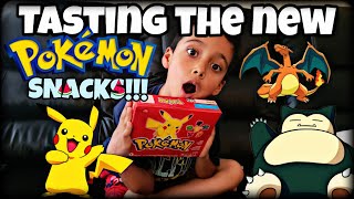 Trying out the New POKEMON SNACKS  and unboxing an Astrial Radiance pack