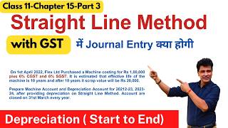 Straight Line Method (SLM) Accounting With GST  | Depreciation | Class 11 | Accounts | Ch15 -Part 4