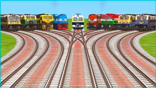 9 Bhartiya Trains Run On Winding Curved Railroad Crossing Track//train sim world 5