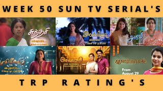 WEEK 50 SUN TV SERIAL'S TRP RATING'S (U+R)🔥💯 | SUNDARI 🔥 | INIYA 🤩 | TAMIL | 2022 | SERIALTRP