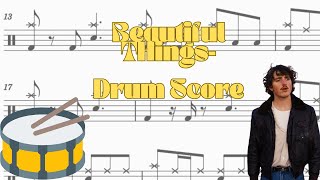 🥁 How To Play- Beautiful Things Benson Boone - Drum Score  Drums notes transcription cover 🥁