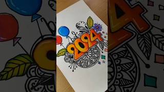 Happy new year 🎊😊 drawing || Mandala art #shorts #2024 #viral #trending