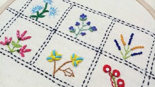 Hand embroidered frame of small flowers,for beginners,easy and beautiful