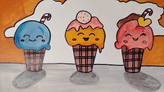 ICE CREAM DRAWING 🥹 | CUTE ICE CREAMS | #drawing