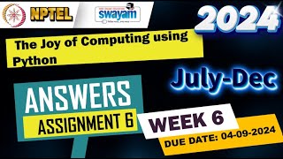 The Joy of Computing using Python|Week6|Quiz 6|Assignment 6 | NPTEL | Swayam | July-Dec 2024 #nptel