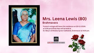 Final Journey of Mrs. Leena Lewis (80 years) | 19.11.2024 LIVE from Brahmavara