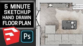 HOW TO: Sketchup Hand Drawn Plan for Interior Design in 5 MINUTES TUTORIAL