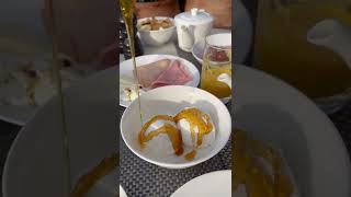 Greek yogurt and honey in Santorini Greece.