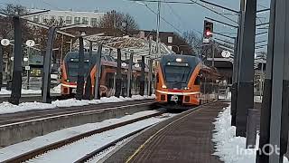 Stadler Flirt EMUs and DMUs at Tallinn Station/ штадлеры электропоезда и дизель-поезд на ст. Таллинн