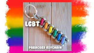 Paracord LGBT keychain tutorial made without paracord-needle #lgbt #paracord #keychain