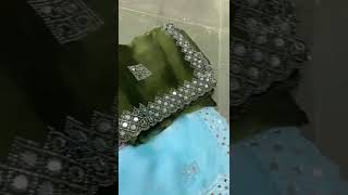 Rs1080+$ Shimmery wrinkle Jimmy choo saree with sarvoski diamond work and glass mirror work  blouse