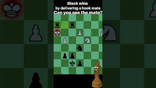 Black wins by delivering a hook mate! - Can you see the mate? #shorts  #chess