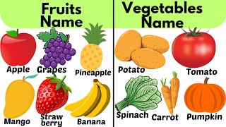 Fruits Name & Vegetables Name in English & Hindi🍓फलो के नाम🍅सब्जियों के नाम @FooFooTvKids