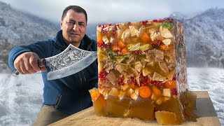 ¡Cubo de Aspic Gigante Congelado hecho con Caldo de Carne!