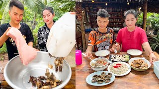 "Snake head fish, rice crab soup, Pork Belly Steamed recipe" Mommy Chef Sros - Cooking with Sros