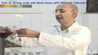 Test of strong acids and weak bases with different indicators