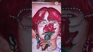 BTS Art..Guess, whose drawing it was?? 🥰❤️💜Water color drawing by me..🥰💜❤️..#shorts #jungkook #viral