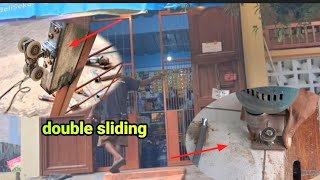 Cara pasang pintu geser dua arah | double sliding versi tukang las 90