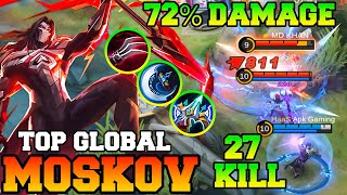 27 Kills & 72% Damage Lifesteal Moskov !! Top Global Moskov Best Build 2023 Emblem Guide Gameplay