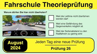 🚘 Führerschein Theorieprüfung Klasse B 🚗 August 2024 - Prüfung 26 🎓📚