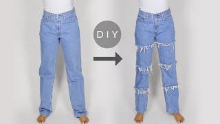 How to Make DIY Frayed Patchwork Panel Jeans