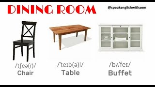 DINING ROOM 🍶 in English - VOCABULARY with Pronunciation and pictures