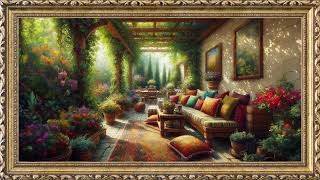 Sunlit Garden Oasis | TV Art Screensaver | 8 Hours Framed Painting | TV Wallpaper | 4K