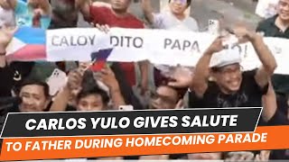 Olympic Champion Carlos Yulo Gives Salute To Father During Homecoming Parade #carlosyulo