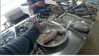 150/kilo ng isda.Pusit 150/kilo.  Tuna 200/kilo sa dolores eastern samar