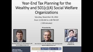 Year-End Tax Planning for the Wealthy and 501(c)(4) Social Welfare Organizations