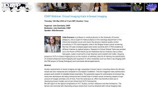 IOMP Webinar: Virtual imaging trials in breast imaging