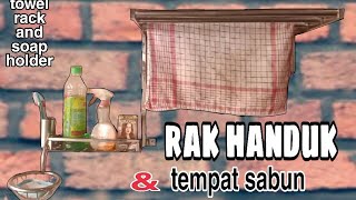 Rak stainless untuk handuk dan tempat sabun |