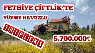 FETHİYE ÇİFTLİK'TE YÜZME HAVUZLU TRİPLEKS VİLLA