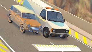 SPIKE STRIPS + BOLLARDS = FUN #12 - BeamNG Drive