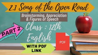 2.1 Song of the Open Road |Brainstorming, Appreciation and Figures of speech in HIndi |Part 2|