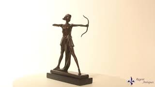 Antique Art Deco Bronze Sculpture of Diana