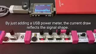 Korg Littlebits synth turned into an oscilloscope with USB power from Ripcord