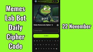 Memes Lab Bot Daily Cipher Code 22 November| Memes Lab Cipher Code| Memelab Daily Cipher | Memelab