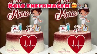 Bolo Enfermagem ❤️💉👩🏻‍⚕️ - bolo simples e lindo ❤️ - Bruna Santoski ❤️