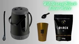 KIT TERERE BLACK ERVA MATE GARRAFA TERMICA BOMBA COPO DOURADO