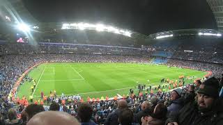 Manchester city players CELEBRATE and walk around field after last match