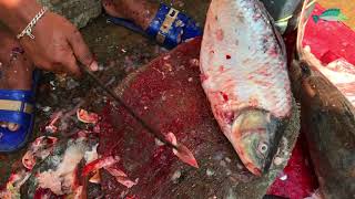 Amazing Fish Cutting Method, Expert Fisherman Cutting Rohu Fish Skills With Knife