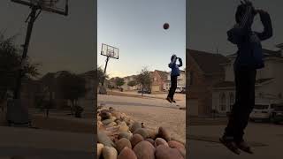 Backwards basketball trickshot