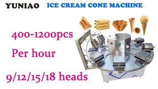 High Productivity Customize Semi automatic Ice Cream Waffle Cone Making Machine 9-12-15-18 Heads