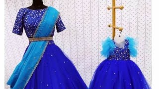 Mom and Daughter combo dresses|kalyani #shortvideo #long frocks #kids dresses #lehenga #lovelykids