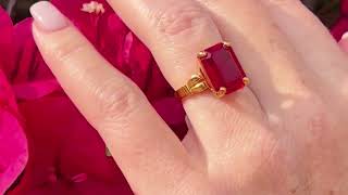 Emerald-Cut Simulated Birthstone Ring