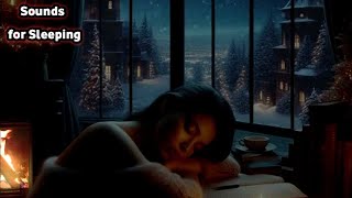 Relaxing Winter Night Sounds | Wind, Snow and Fireplace